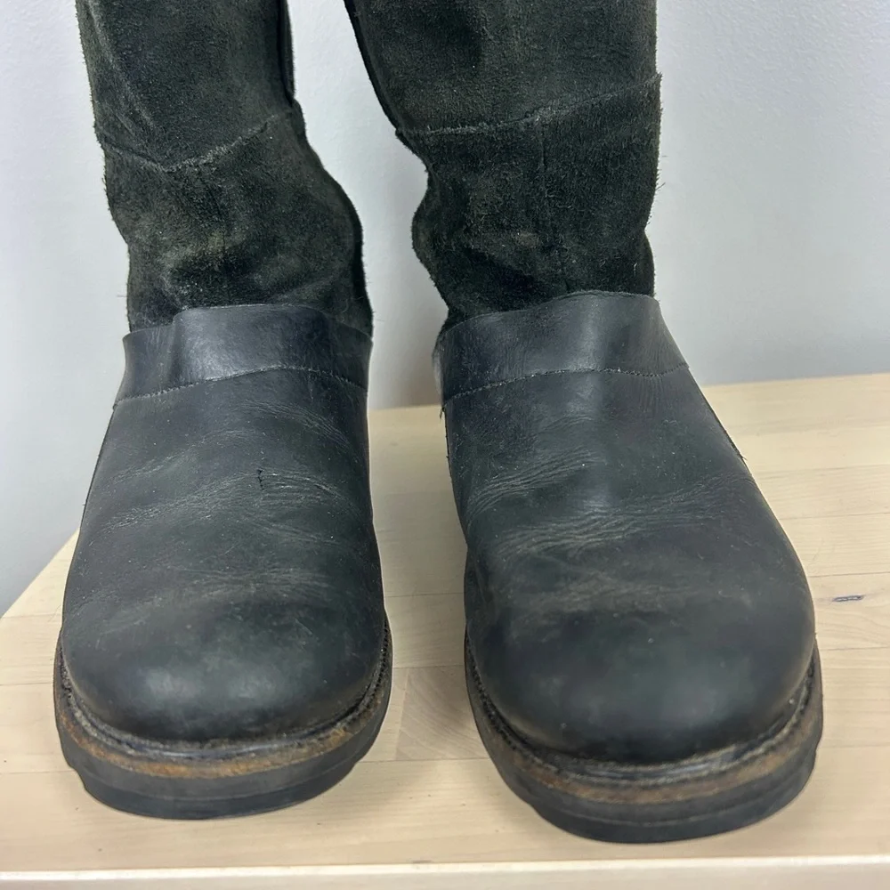 SOREL Wicked‎ Work Boot Tall Size 8 Leather Suede Black Green Winter Waterproof - Picture 4 of 7